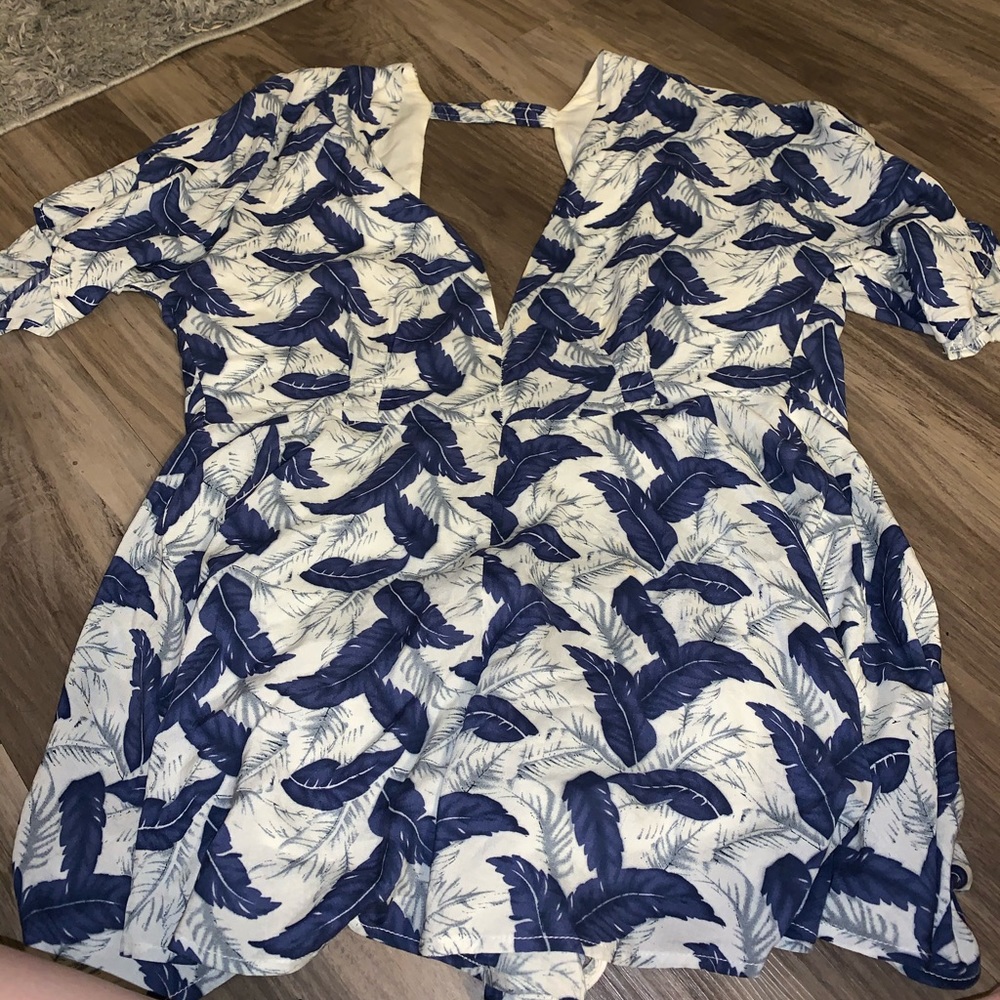 Open back feather romper